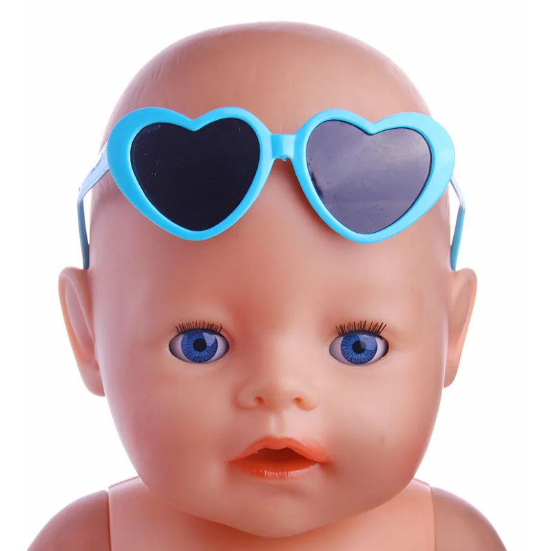 Doll Sunglasses Heart Shape Frame And Sun Frame Fit 43cm Baby Dolls And 18- Inch American Doll Accessories Gifts