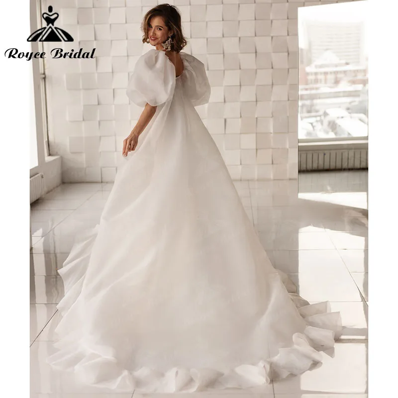 Bãi Biển Một Dòng Sơ Mi Tay Người Yêu Chia Bên Áo Cưới Có Thể Tháo Rời Tay Phồng Đầm Vestido Para Boda Playa Roycebridal 2022