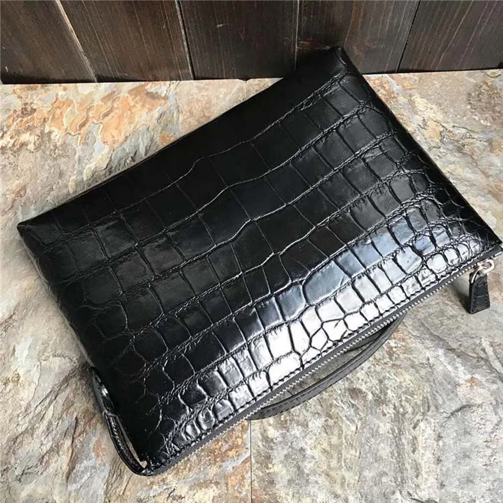 hongsen new arrival  crocodile belly  Hand bag  male  crocodile  leather  Hand caught  fashion  Men's bags male clutch bag