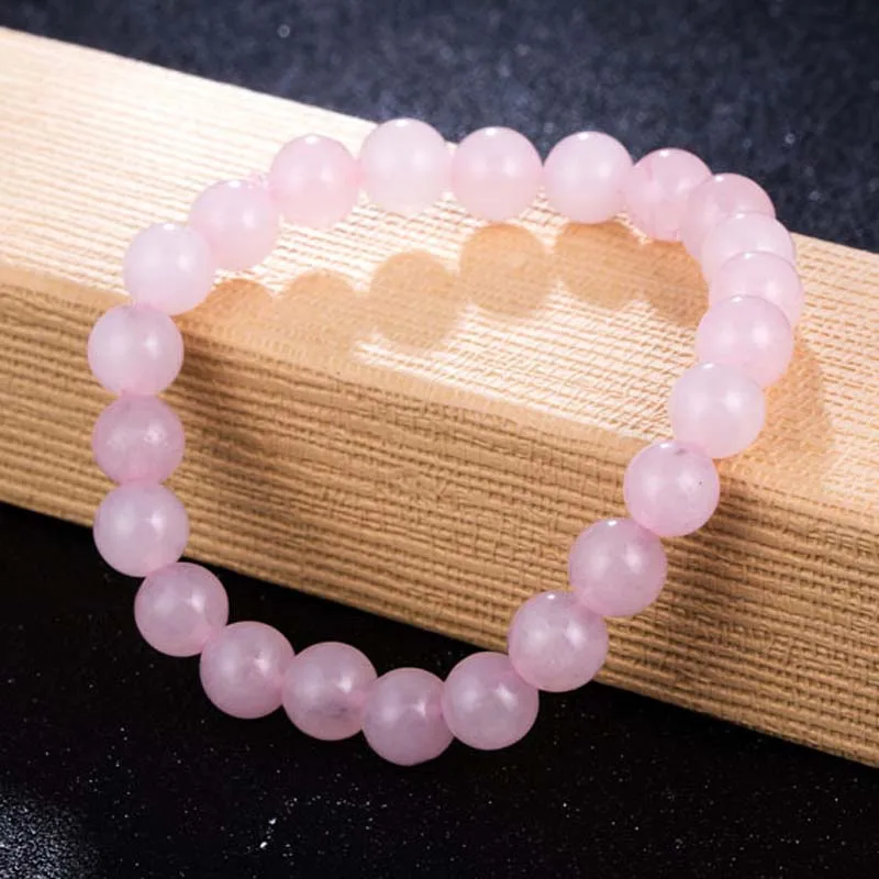 2022 Natural Stone Pink Quartz Bracelets for Women Handmade Rose Gems Crystal Beads Elastic Cord Bracelet Jewelry Gifts