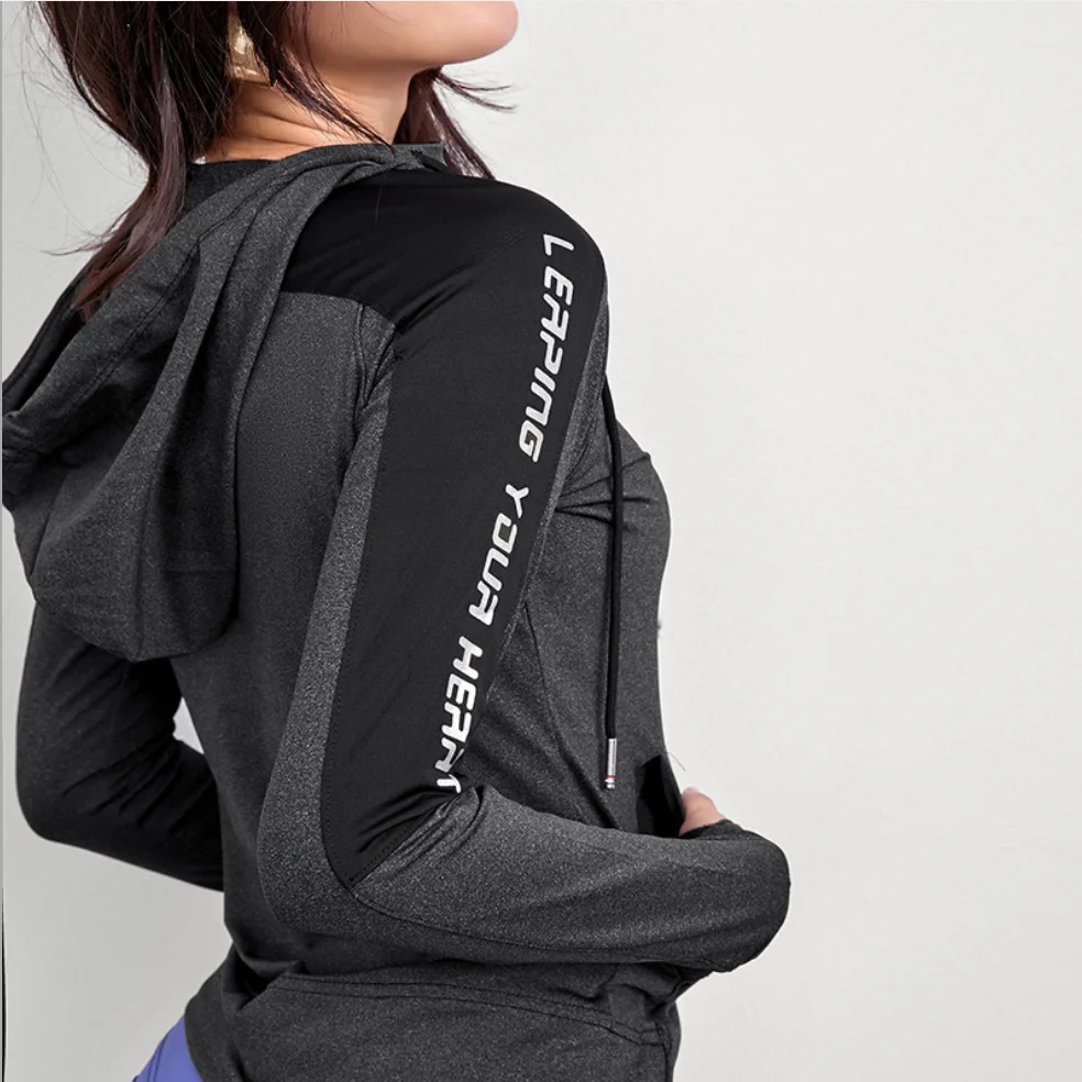 

EF530 Hooded Jacket Running Sports Yoga Women Workout Top Fitness Zipper Jacket Tracksuits Training Long Sleeve Sweatshirt