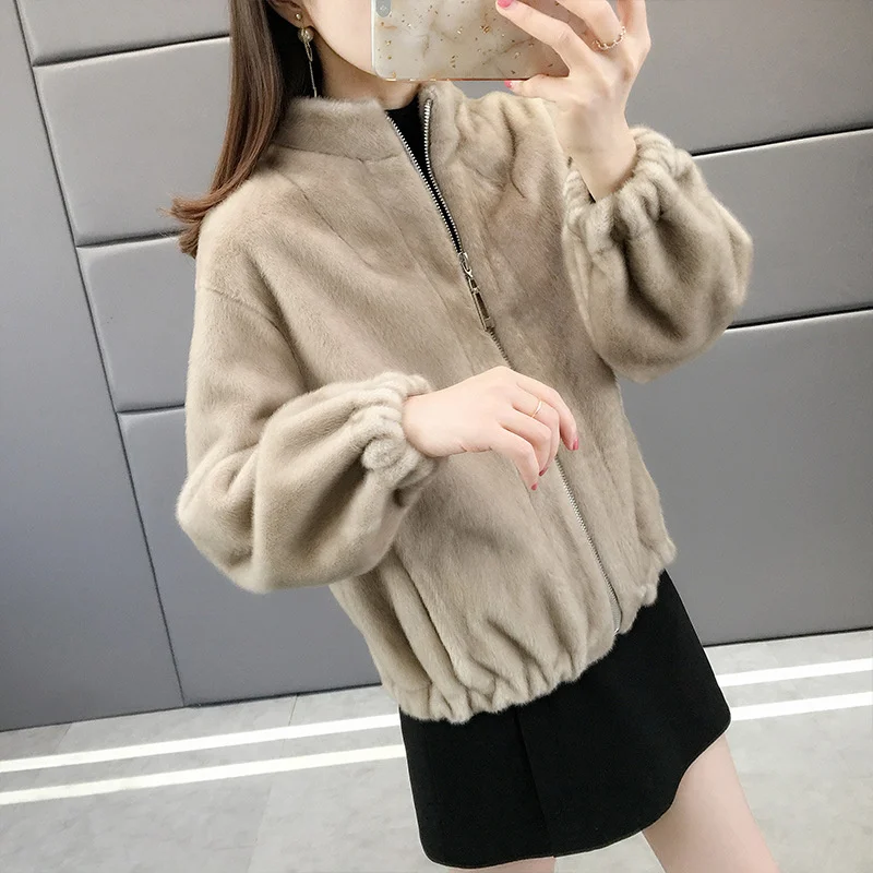 Fashion 2021 Top Women Short Coat Faux Velvet Mink Fur Female Parkar Super Warm Windproof Outdoor Thicken Women's Winter Jacket