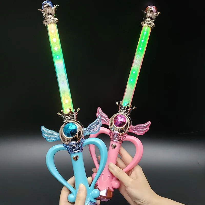 Electric Flashing Sounding Magic Stick Girls Toy Cosplay Sailor Moon Princess Magician Music Magic Sword Pretend Play Kids Toy