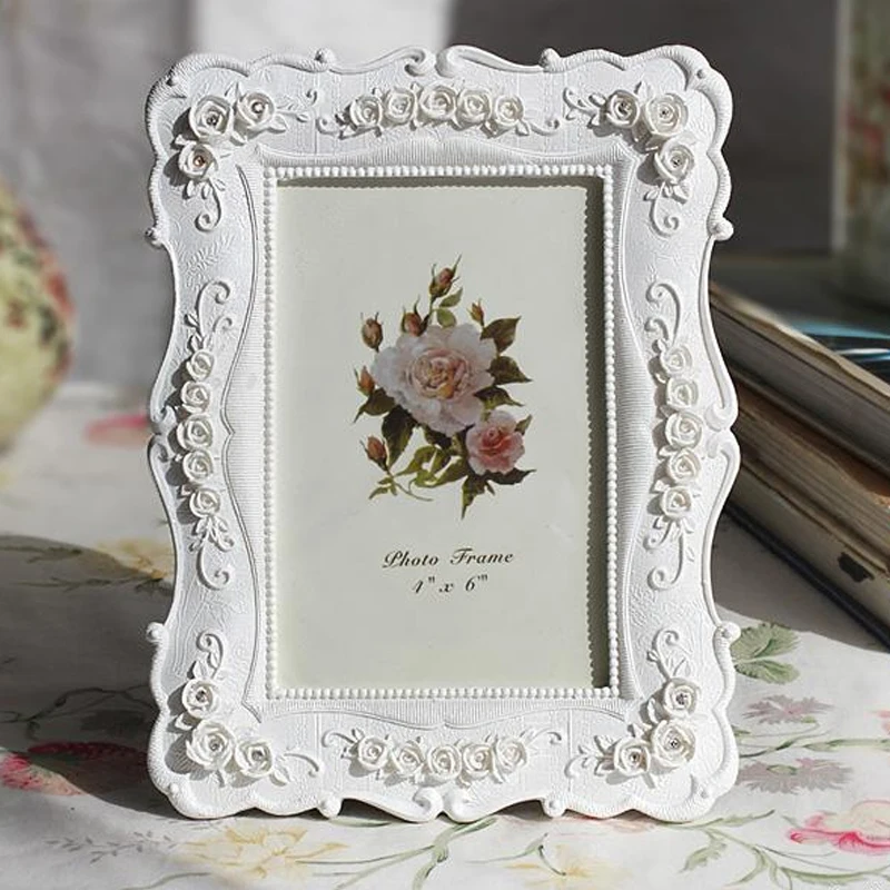 7inch 8inch 10inch Resin White Relief Rose Photo Frame Picture Frame Modern Art Home Decor Wedding Family Picture Display