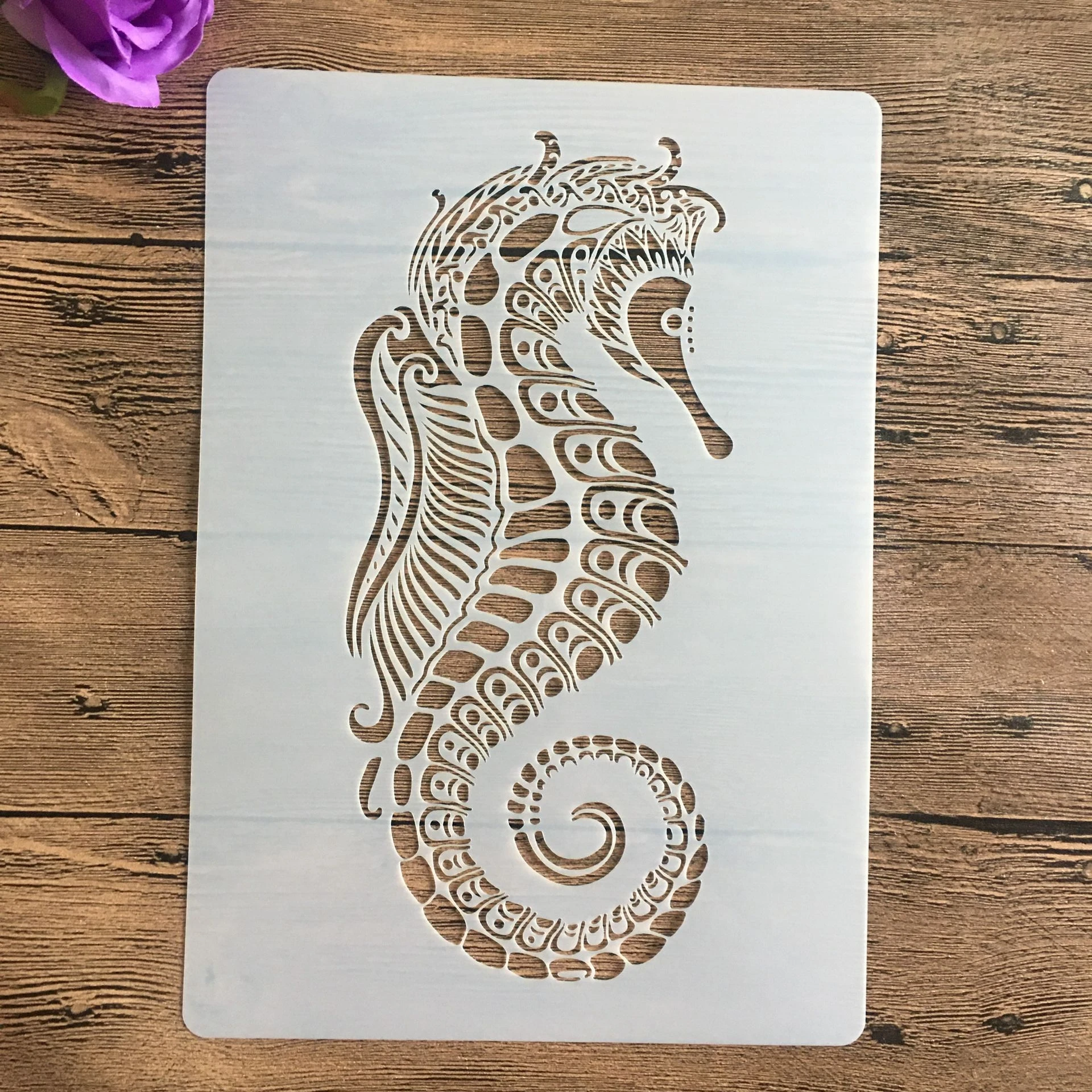 A4 29 *21cm Hippocampus layered stencil painting scrapbook stamp album decoration embossed paper card template decoration