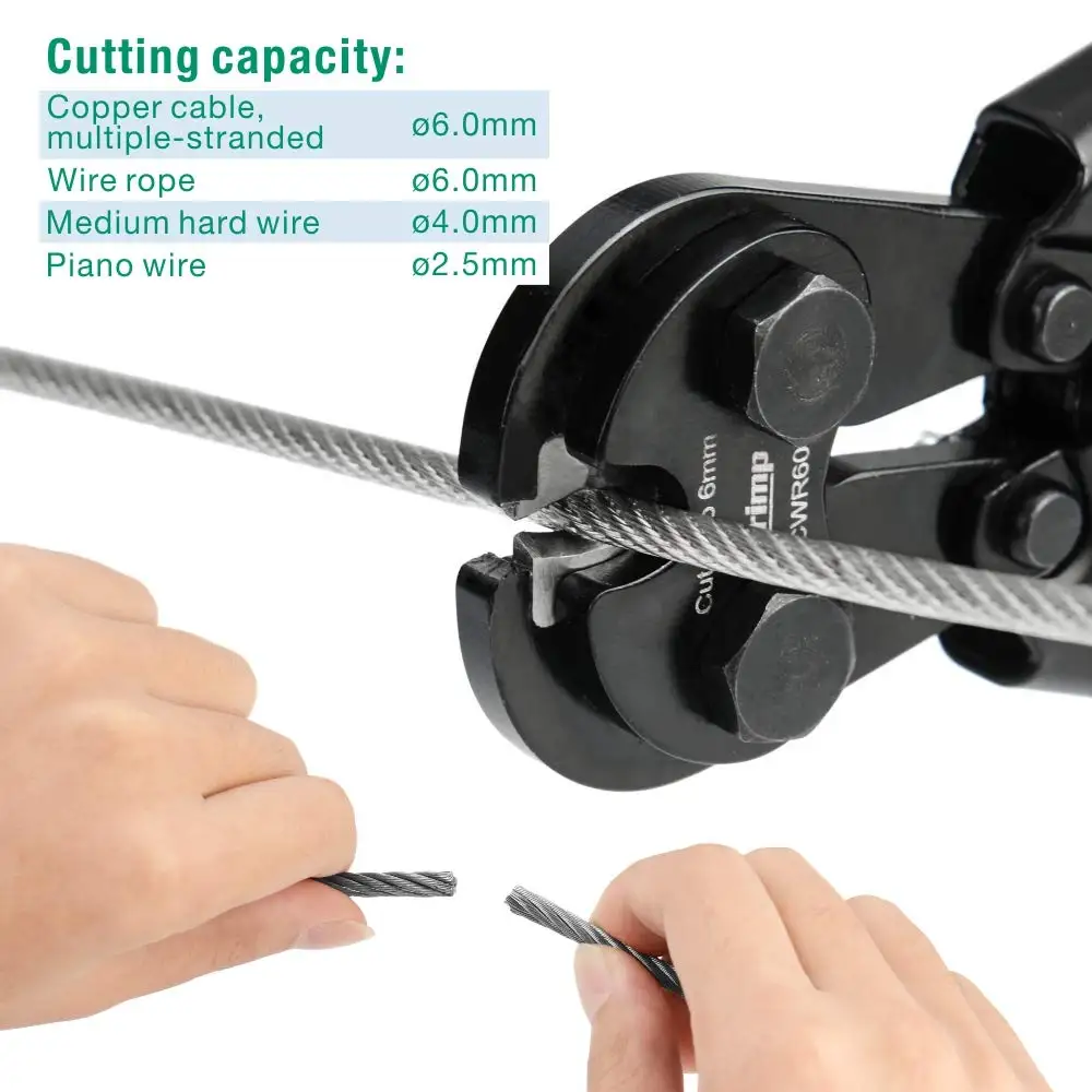 IWISS iCrimp  CWR60 Wire Rope Cutter for Stainless Steel Wire Rope,Aircraft Cable,CopperCable,Piano Wire upto 60mm