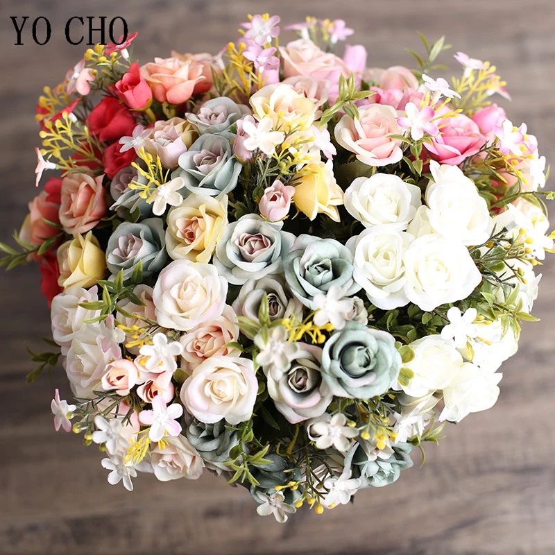 5 Chi Nhánh Hoa Hồng Nhỏ Hồng Lụa Nhân Tạo Hoa Hoa Hồng Cô Dâu Hoa Flores Cho Đám Cưới Nhà Đảng Bàn Trang Trí Hoa Giả