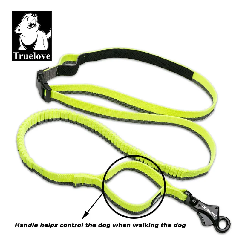 Truelove Dog Running Bungee Leash Hand-Held Waistworn Adjustable Nylon Elastic Retractable Dog Leads for Running Jogging Walking