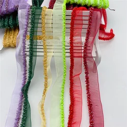 9 yards Beaded Lace Ribbon Tape Lace Fabric Trim Embroidered Collar Decoration Cotton Lace Fabric Net Cord for Sewing