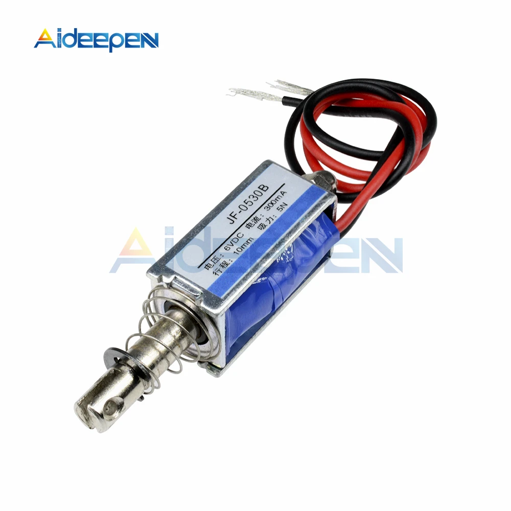 JF-0530B DC 6V 12V 24V Push Pull Type Linear Solenoid Switch Open Frame Electromagnet Keepping Force 5N Travel 10mm Solenoid