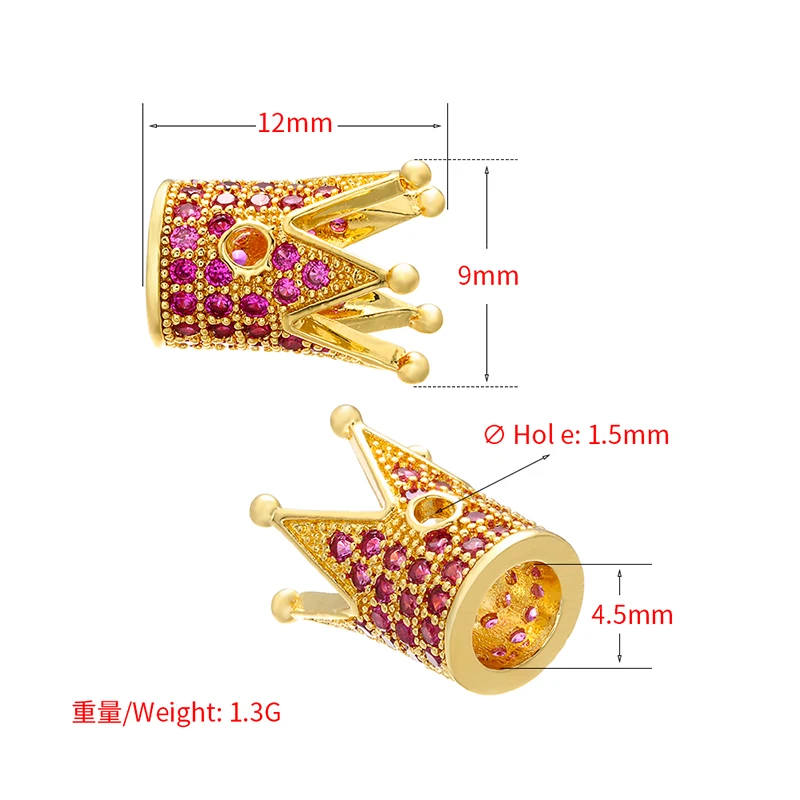 ZHUKOU 9x12mm Unique Crown Crystal Beads for Women\'s Necklace Bracelet Jewelry Accessories Model: VZ229