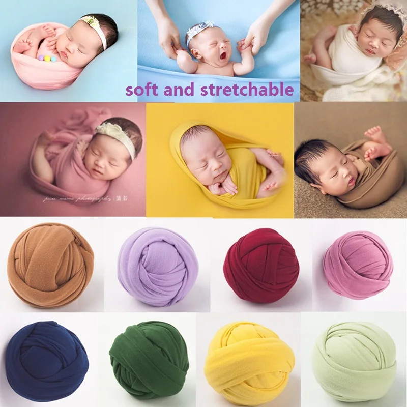 

40*170CM Newborn Photography Props Blanket Baby Photo Wrap Swaddling Milk Napped Cotton Stretchable Wraps Photo Shoot Backdrop