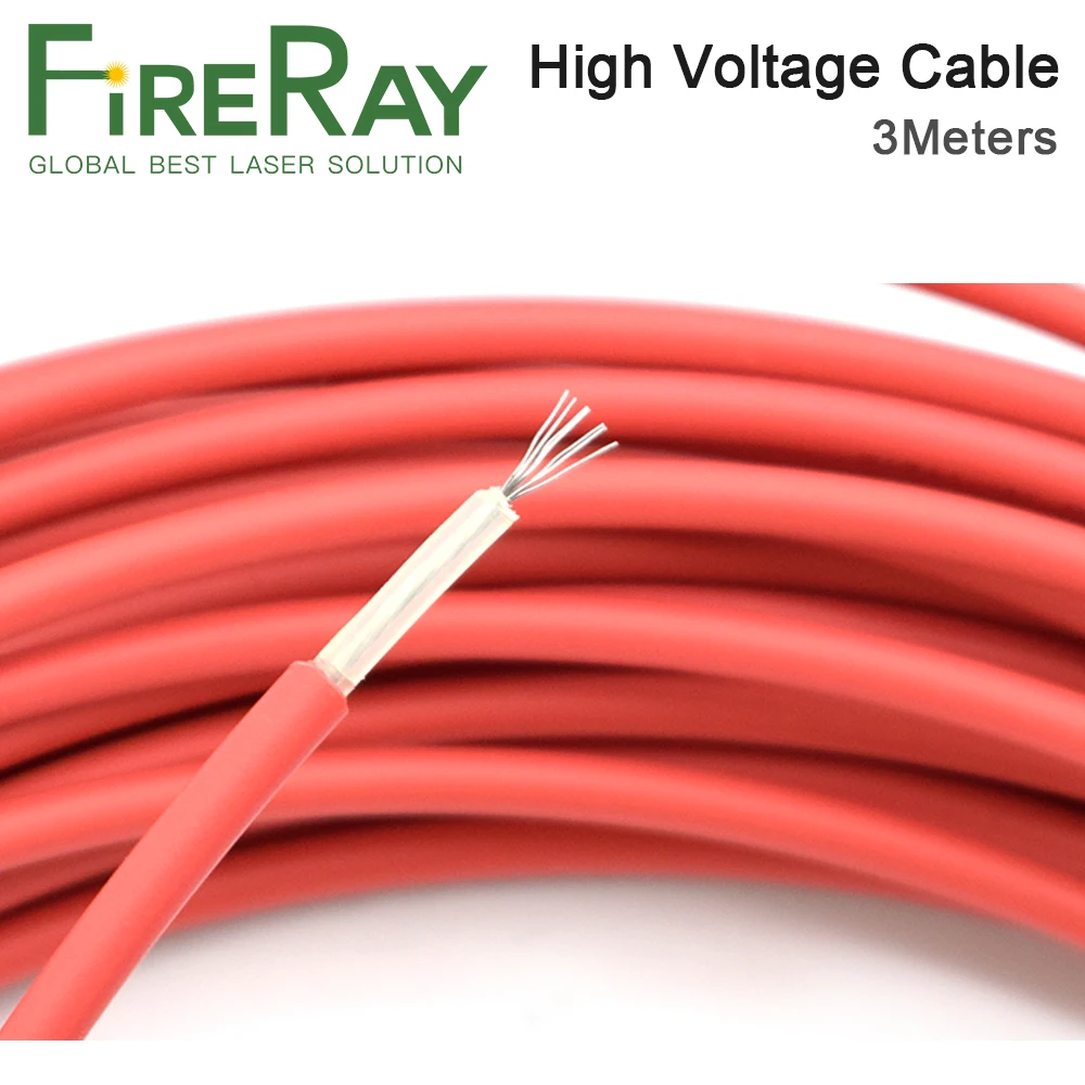 3Meter 40KV 22AWG Hoogspanning Kabel Rood Positieve Lood Draad Voor Co2 Laser Voeding En Laser Buis En graveren Snijden