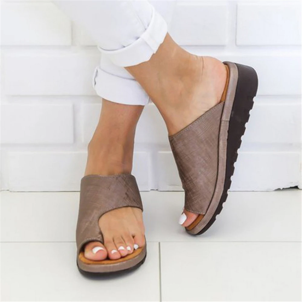 New Women Slippers Flat Sole Casual Soft Big Toe Foot  Sandal Women Shoes Comfy Platform Orthopedic Bunion Corrector