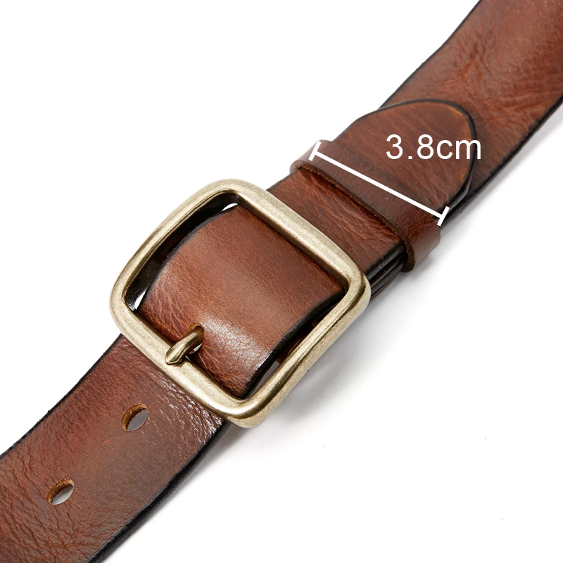 MEDYLA Retro Leather Belt Men\'s Copper Buckle Thick Men\'s and women\'s Casual Fashion Genuine Leather Hand-made Belt 21403