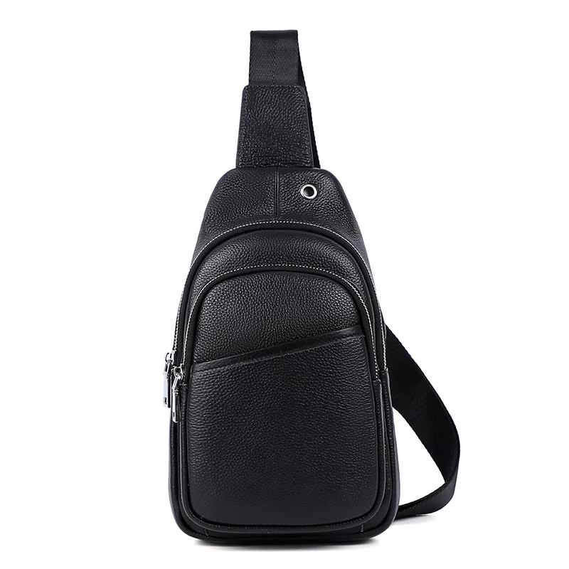 New Designer Men 100% Genuine Leather Crossbody Bag Male Chest Bag Pack One Shoulder Strap Messenger Bags Fashion Mans Bag