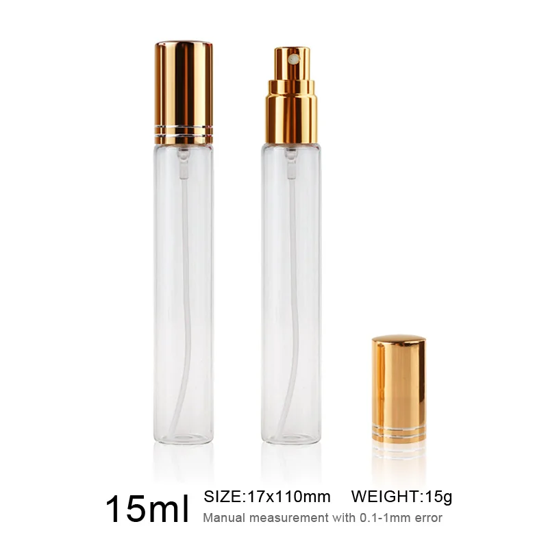 20pcs 50pcs 100pcs 15ml 10ml Portable Refillable Perfume Bottle Empty Metal Spray Perfume Bottles Atomizer Container Sample Gift