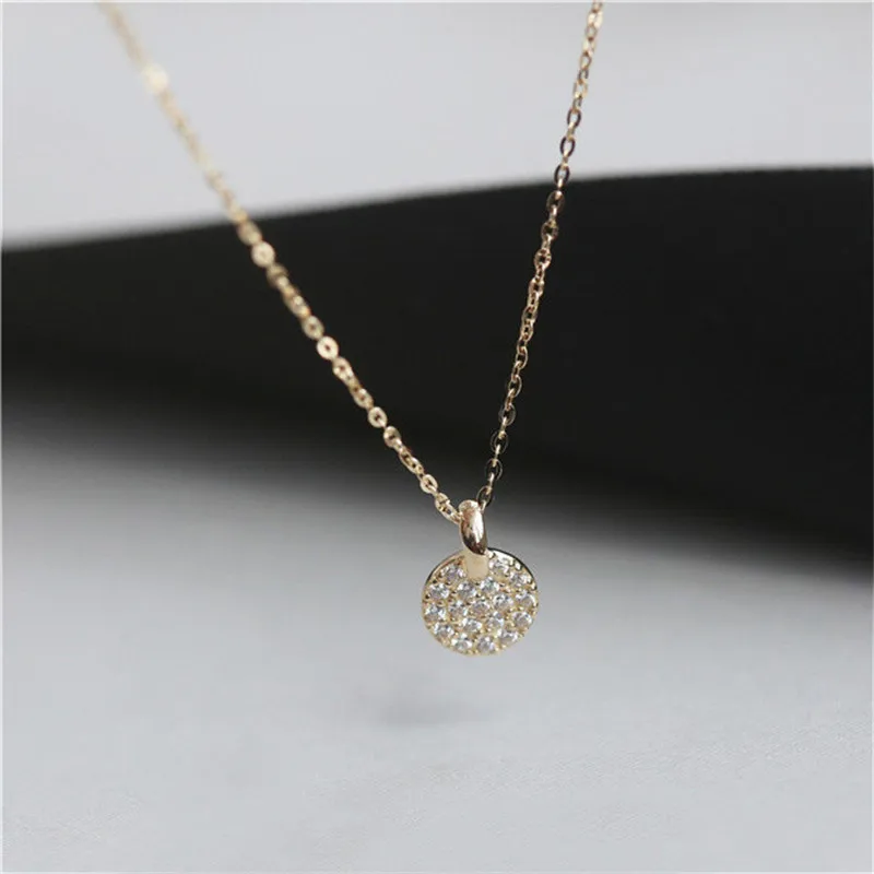 

925 Sterling Silver French Simple Pavé Crystal Brand Pendant Clavicle Chain Necklace Women Classic Plating 14k Gold Jewelry Gift