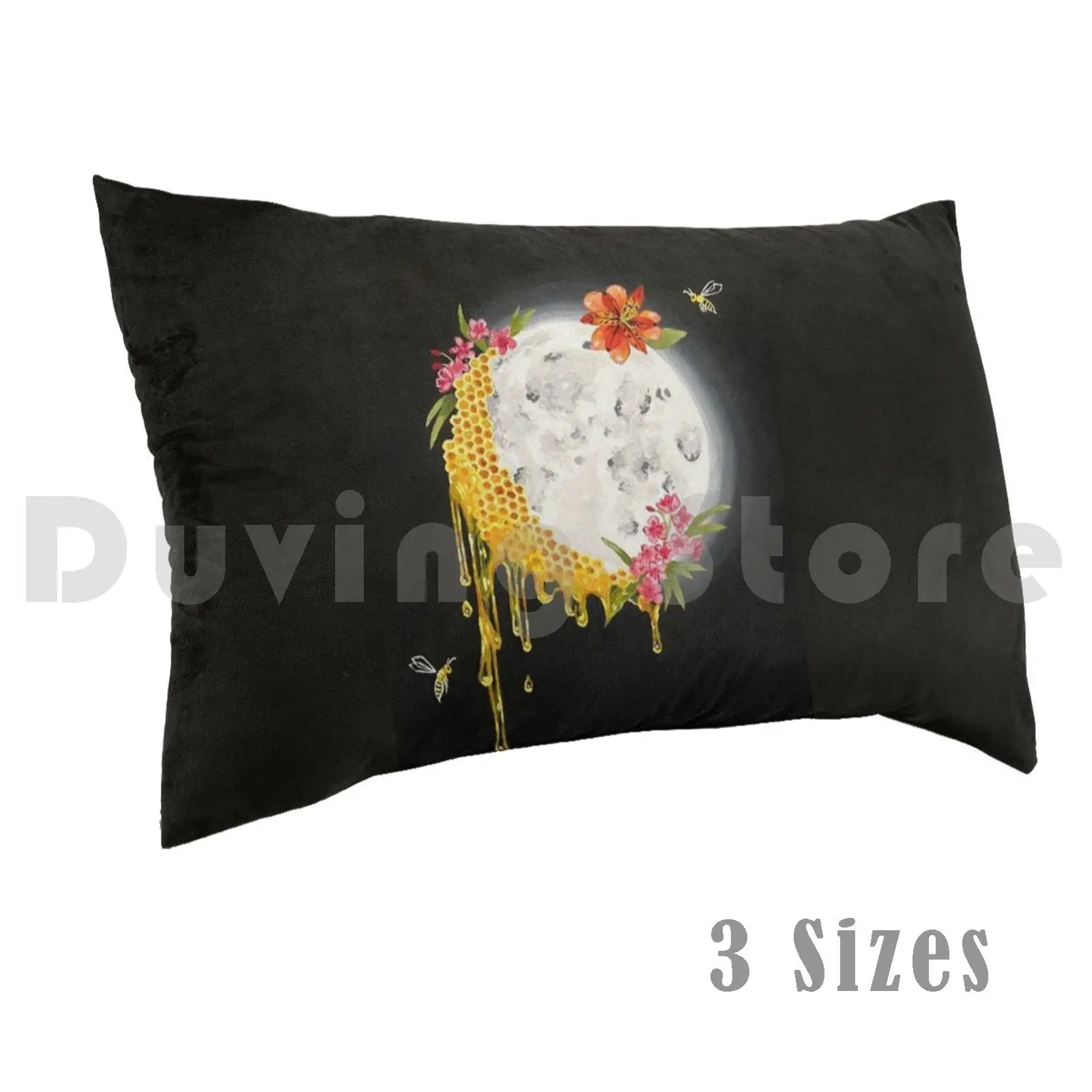 Funda para almohada de luna de miel Honey Moon Honeycomb Unique Bizzy Bee Surreal Oleander Alstroemeria Abejas Rosa