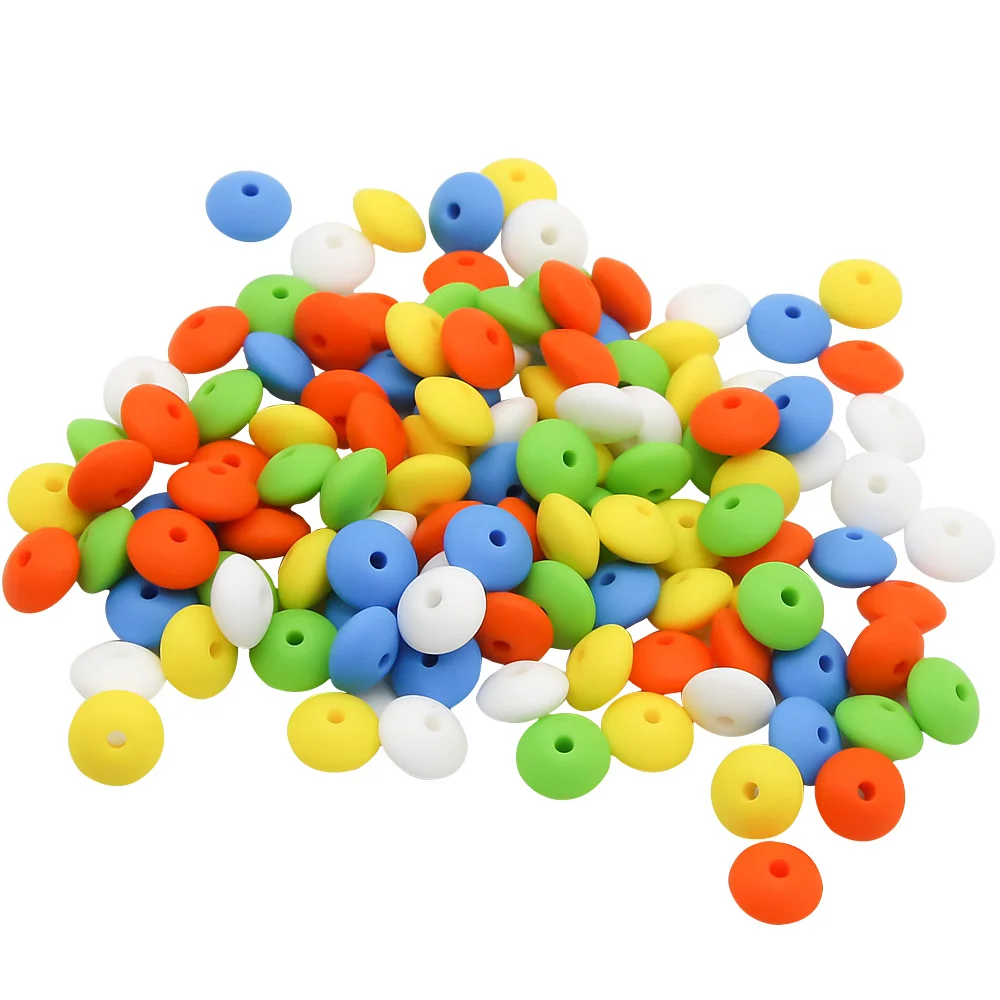 50pcs/lot Baby Lentils Beads Silicone Beads Abacus Lentils 12mm Baby Teether DIY Pacifier Chain Clip Baby care utensils