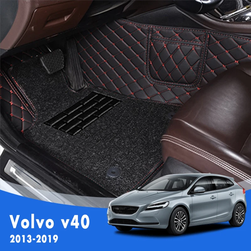

Для V40 2019 2018 2017 2016 2015 2014 2013 Роскошные двухслойные автомобильные коврики с проволочной петлей, ковры, авточехлы для Volvo