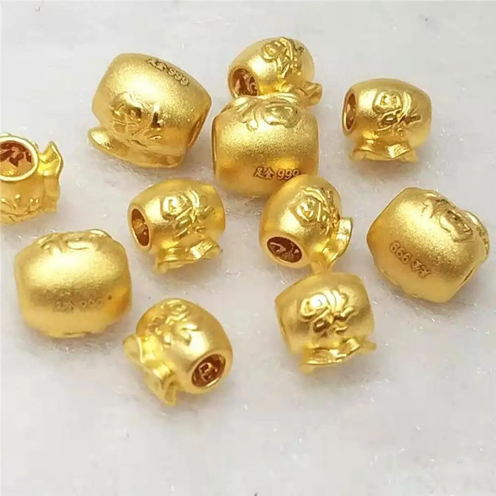 

1PCS Pure 999 24K Yellow Gold Bead 3D Lucky Chinese Characters Fu Bag Pendant Within 0.2g