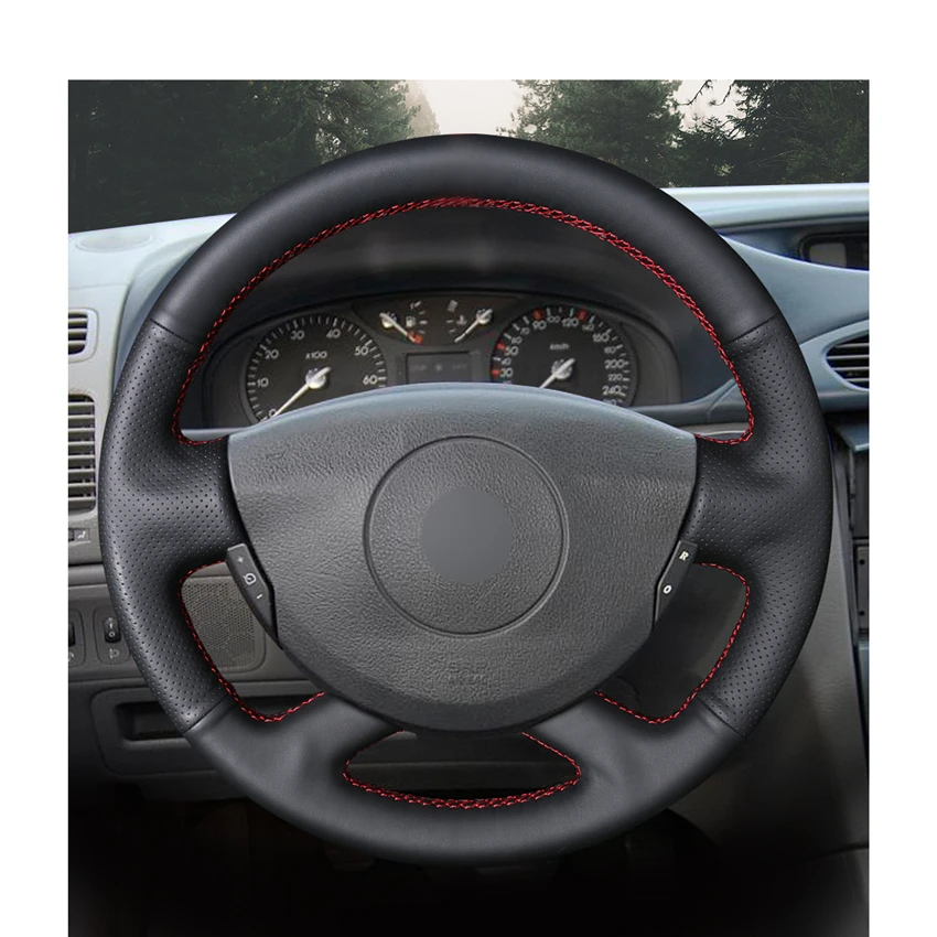 Black PU Artificial Leather Steering Wheel Cover Braid for Renault Laguna Trafic Vel Satis Espace Grand Nissan Primastar Vivaro