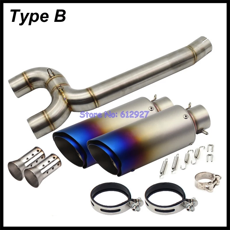 FZ6N FZ6S FZ6 Motorcycle Exhaust System Slip On Middle Pipe Link Tube with 2PCS Exhaust Muffler Tailpipe FZ-6N FZ-6S FZ-6