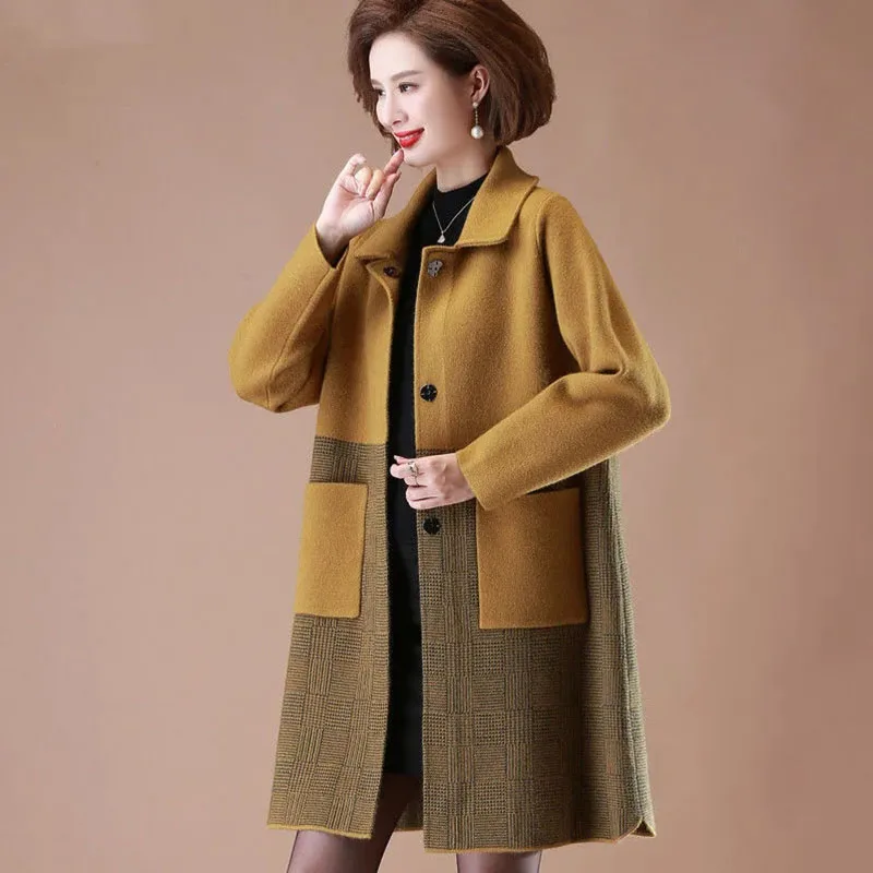 

Warm Woolen Coat for Women, Thick Long Knitted Cardigan, Loose Jacket, Fashion Sweater, Autumn and Winter Coats, 5XL, 90 kg, New