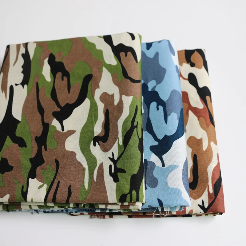 1 meter X 1.47 meter Army Green Brown Blue Camo Patterned Cotton Material Fabrics Camouflage Poplin