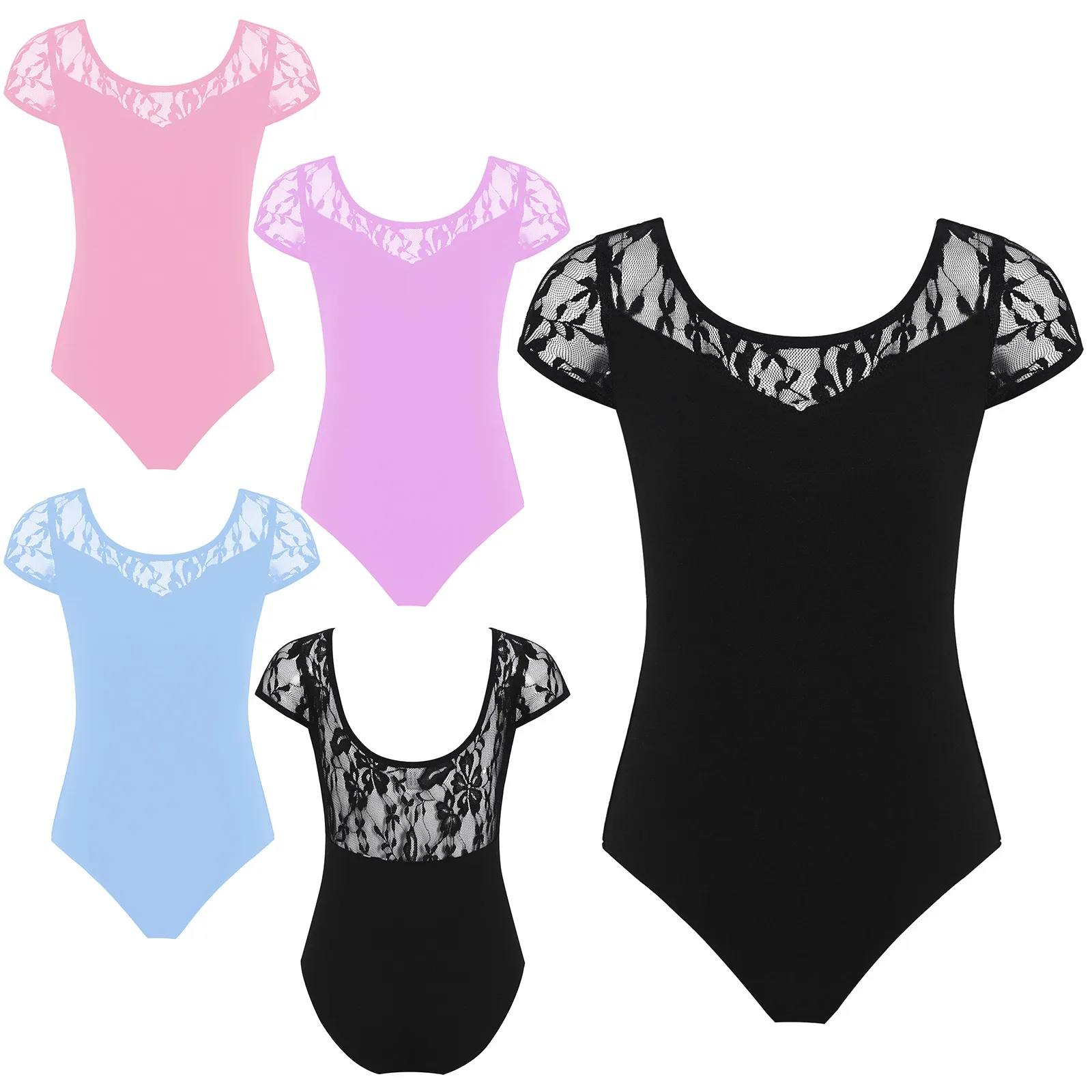 Maillot de bain en dentelle florale pour enfants, justaucorps de ballet pour filles, nœud papillon en forme de dos, combinaison de danse pour enfant