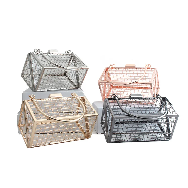 Hollow Out Women Bag 2023 Luxury Designer Women Evening Bag Fashion Alloy Metal Ladies Handbag Cages Bag Wedding Party Clutches