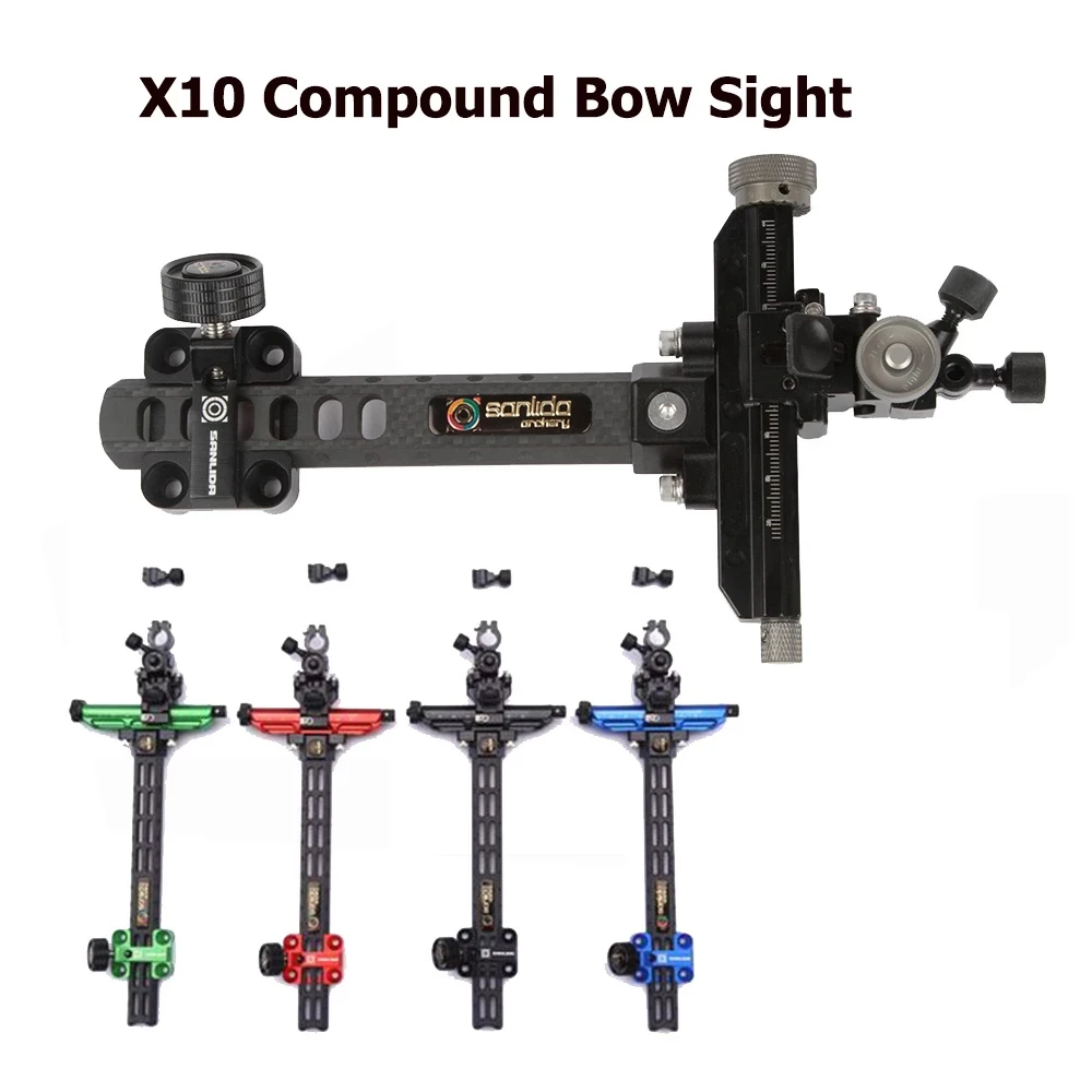 

Sanlida X10 Compound Bow Sight 9 Inches Carbon Bar Directions Adjustable for Target Archery Shooting