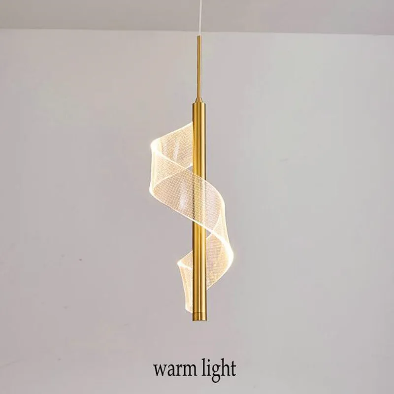 

Creative Luxury Spiral Pendant Lamp Bedroom Bedside Lighting Acrylic Lampshade 7W Modern Long Cable Suspended Hanging Light