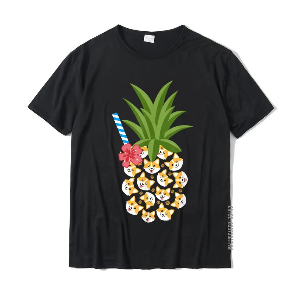 Pineapple Corgi Hawaiian T Shirt Tropical Aloha Dog Lover T-Shirt Tshirts Wholesale Unique Cotton Men Tops Tees Cosie