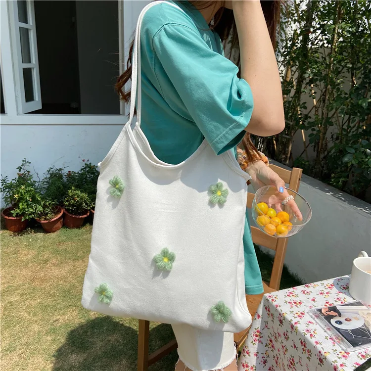 

Girl canvas shoulder bag small daisy large capacity canvas Shopper Bag Women Canvas Shoulder Bag Female Eco Large-capacity bag