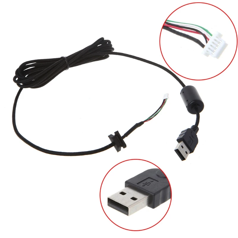 Accesorios de repuesto de ratón de ordenador, Cable USB de línea trenzada de nailon negro resistente al desgaste duradero para G9 G9X