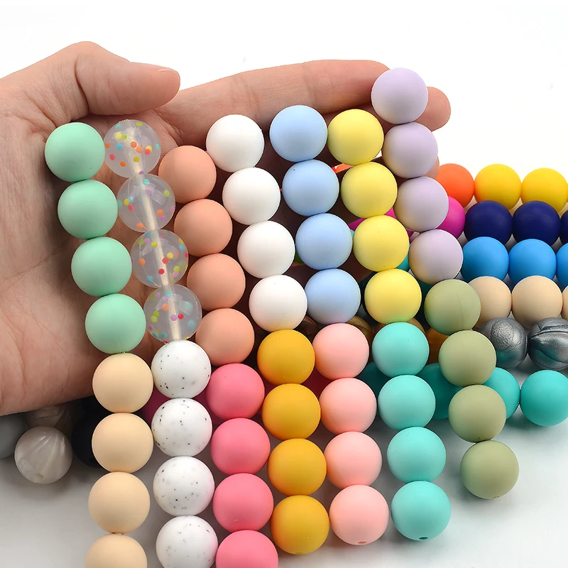 LOFCA 12mm 20 teile/los Silikon Lose Perlen Zahnen Perlen DIY Kautable Bunte Zahnen Für Kleinkind Baby Beißring Runde – Detail 11