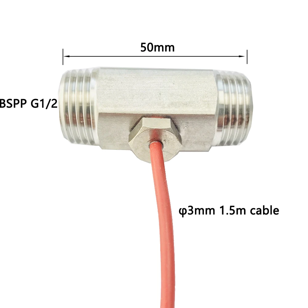 150cm PT100 Temperature Sensor 3 Wires with Silicone Gel Coated Probe M8 on Nipple G1/2