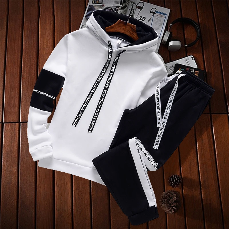 Winter Hoodie Sets Men Tracksuit Casual Hoodies Sweatshirt+Sweatpants 2 Piece Set Male Pullover Hoody Fashion Streetwear Clothes