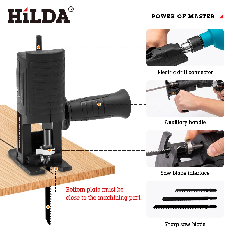 HILDA Reciprocating Saw-Adapter Hand-Tool Woodworking-Tool Cutting Cordless With Blades For Power Tool Electric-Drill