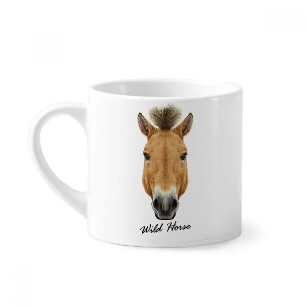

Brown Strong Wild Horse Animal Mini Coffee Mug White Pottery Ceramic Cup With Handle 6oz Gift