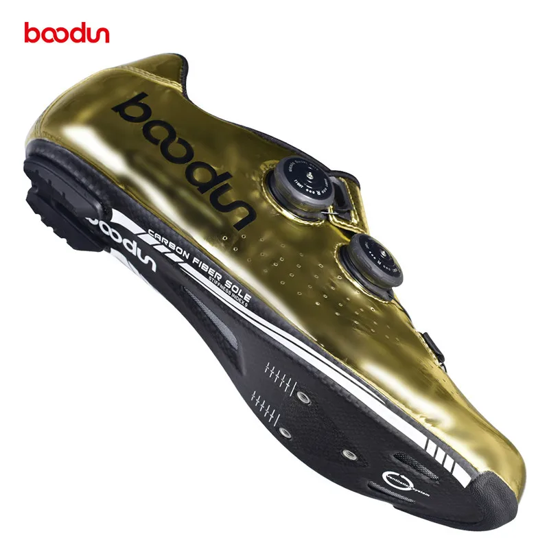 Boodun 2020 Gold Road Fietsschoenen Racefiets Zelfsluitende Schoenen Koolstofvezel Ultralight Professionele Fiets Racing Schoenen 39-45