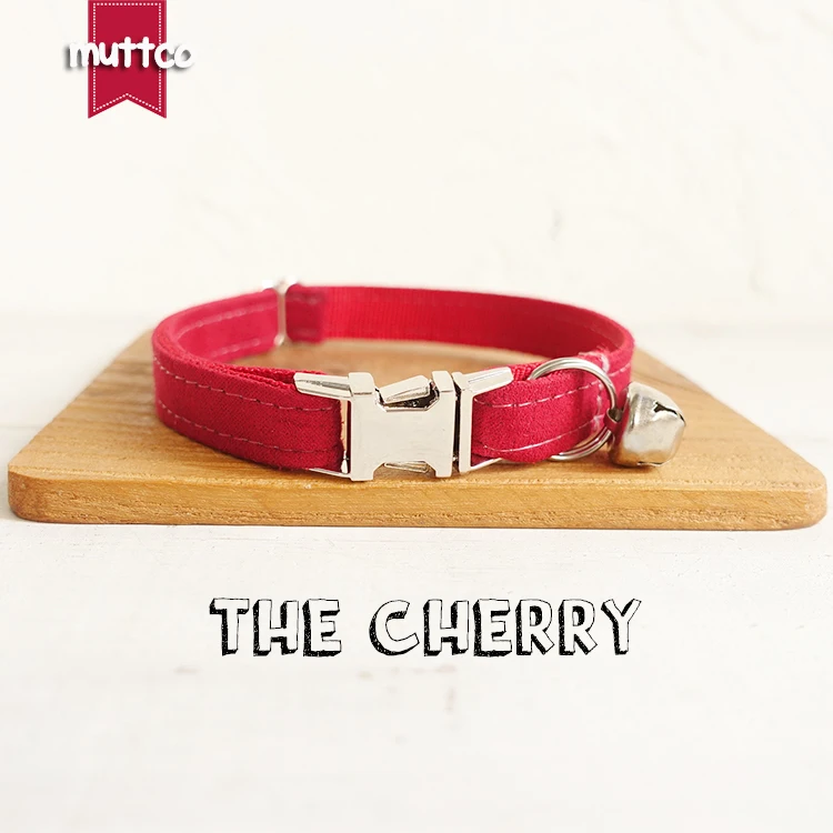 

10pcs/lot MUTTCO Retailing special self-design THE CHERRY canvas cat collar 2 sizes UCC020