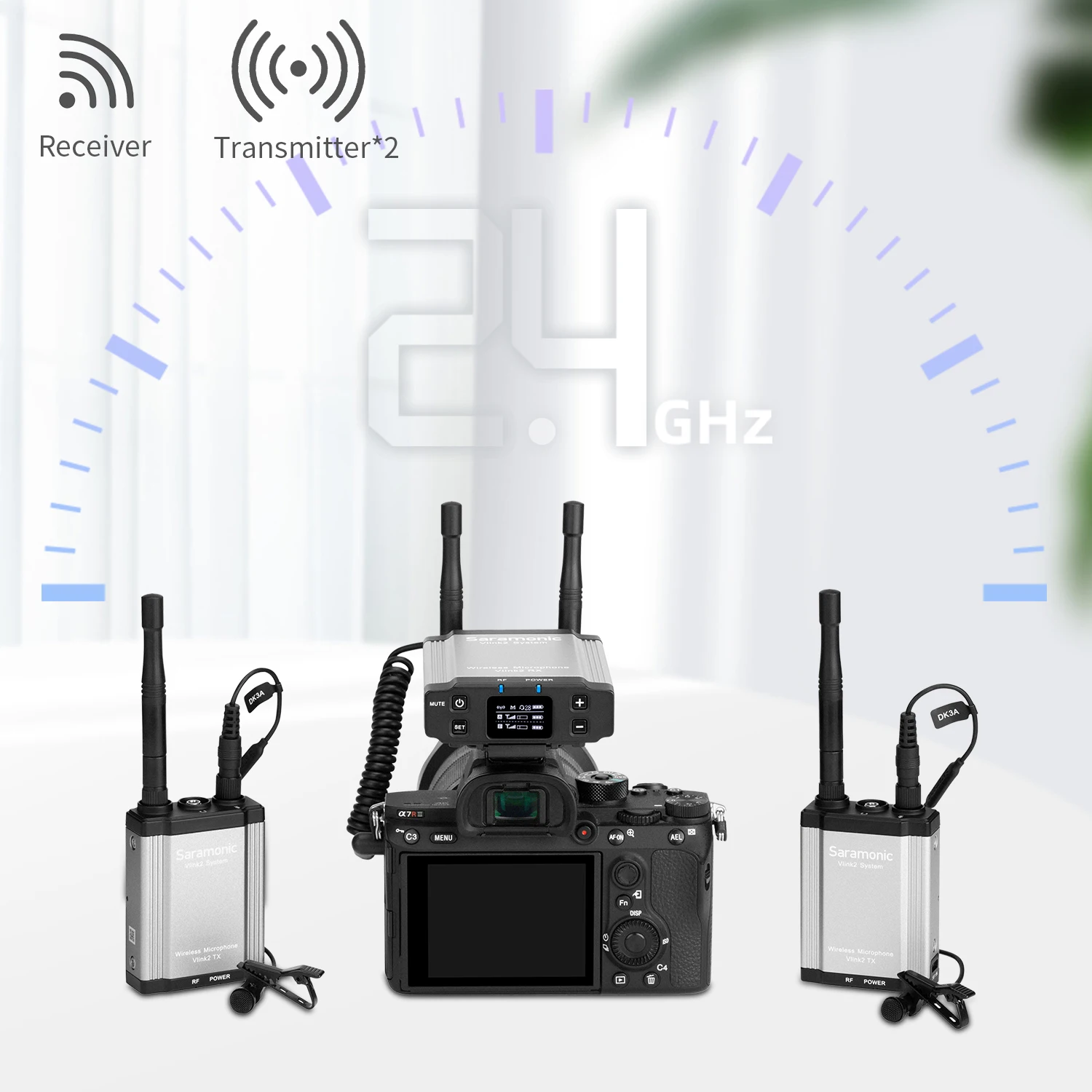 Беспроводная микрофонная система Saramonic Vlink2 Kit1/2 2,4 ГГц для мобильных журналистов, создание контента для журналистов, расстояние 100 м