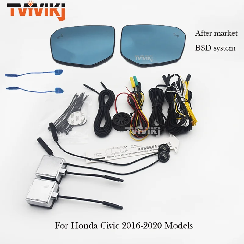 TVYVIKJ Outer Side rearview mirror Blue glass lens with Blind spot system For HONDA Civic 2016-2020 Anti glare door mirror wing