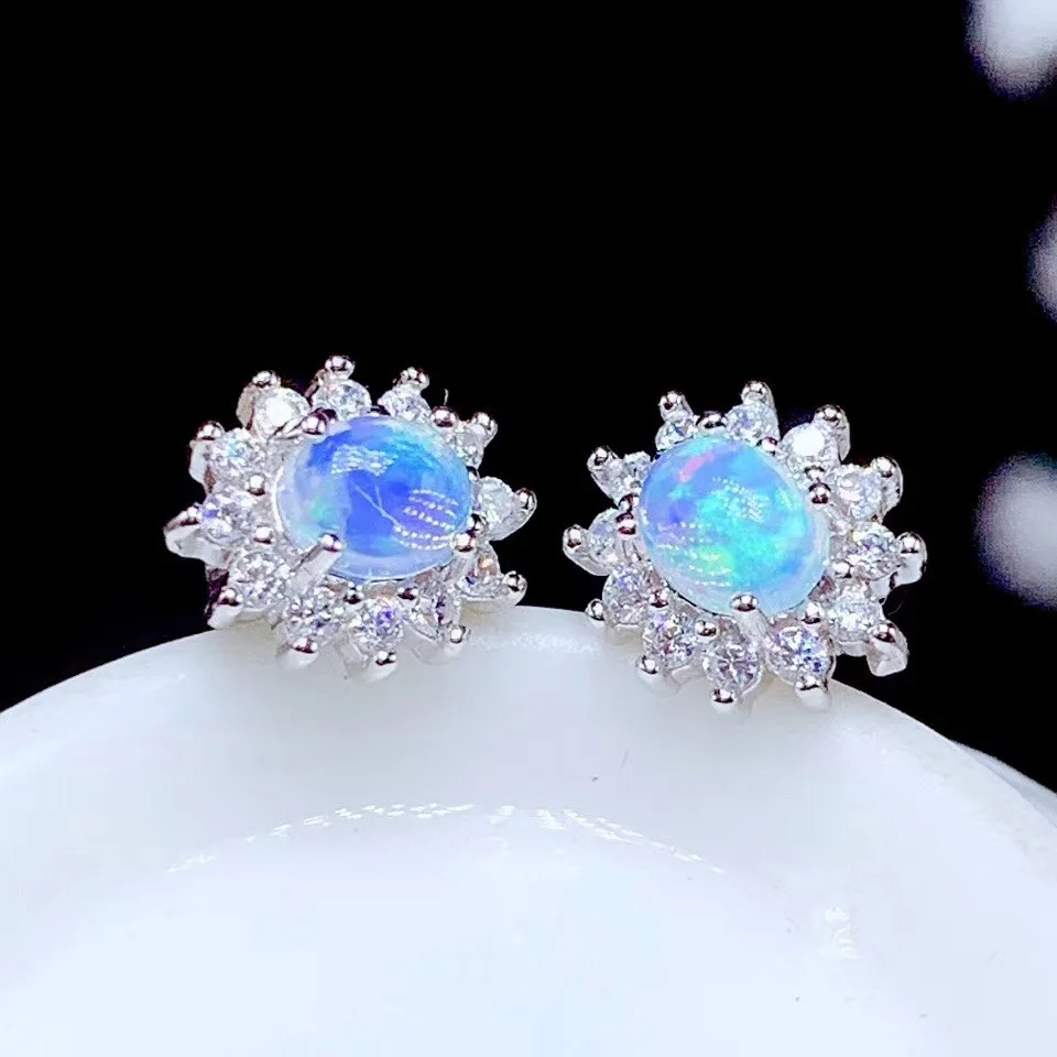 

New natural opal earrings 925 silver ladies earrings graceful luxury fashion elegant design temperament earrings