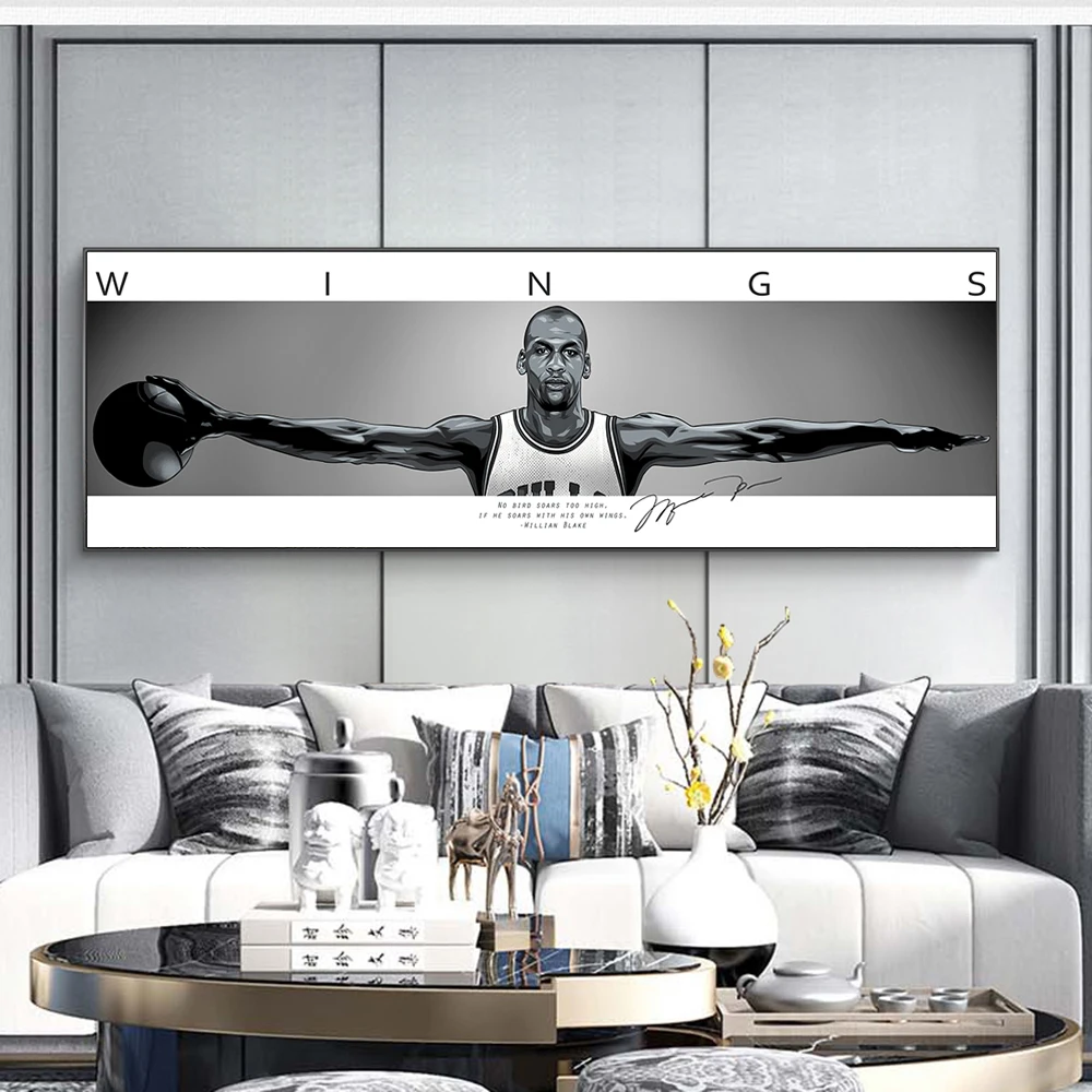 

Black and White Wings Basketball Palyer Wall Art Posters and Prints Modern Art Canvas Paintings Print on Canvas Art Picturs