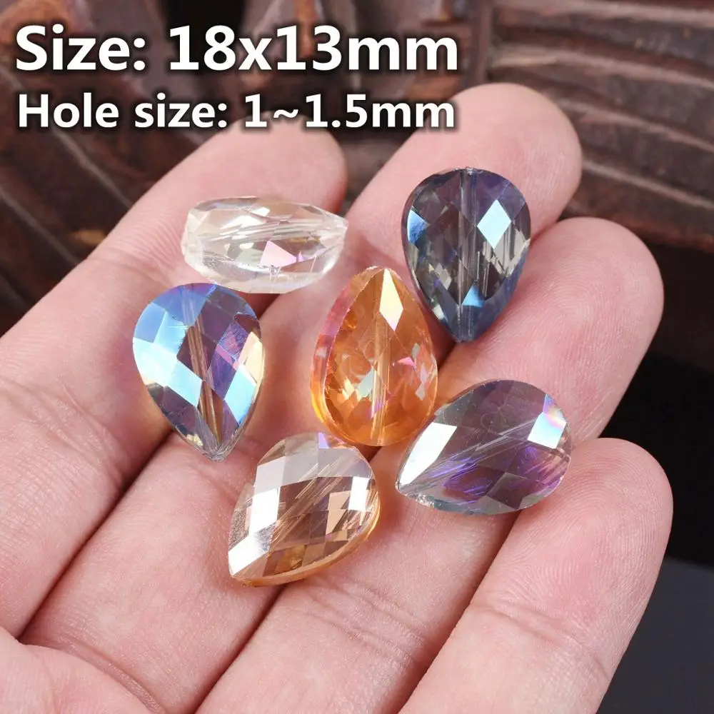 5pcs Teardrop Faceted Crystal Glass 18x13mm 24x17mm Loose Beads for Jewelry Making DIY Crafts