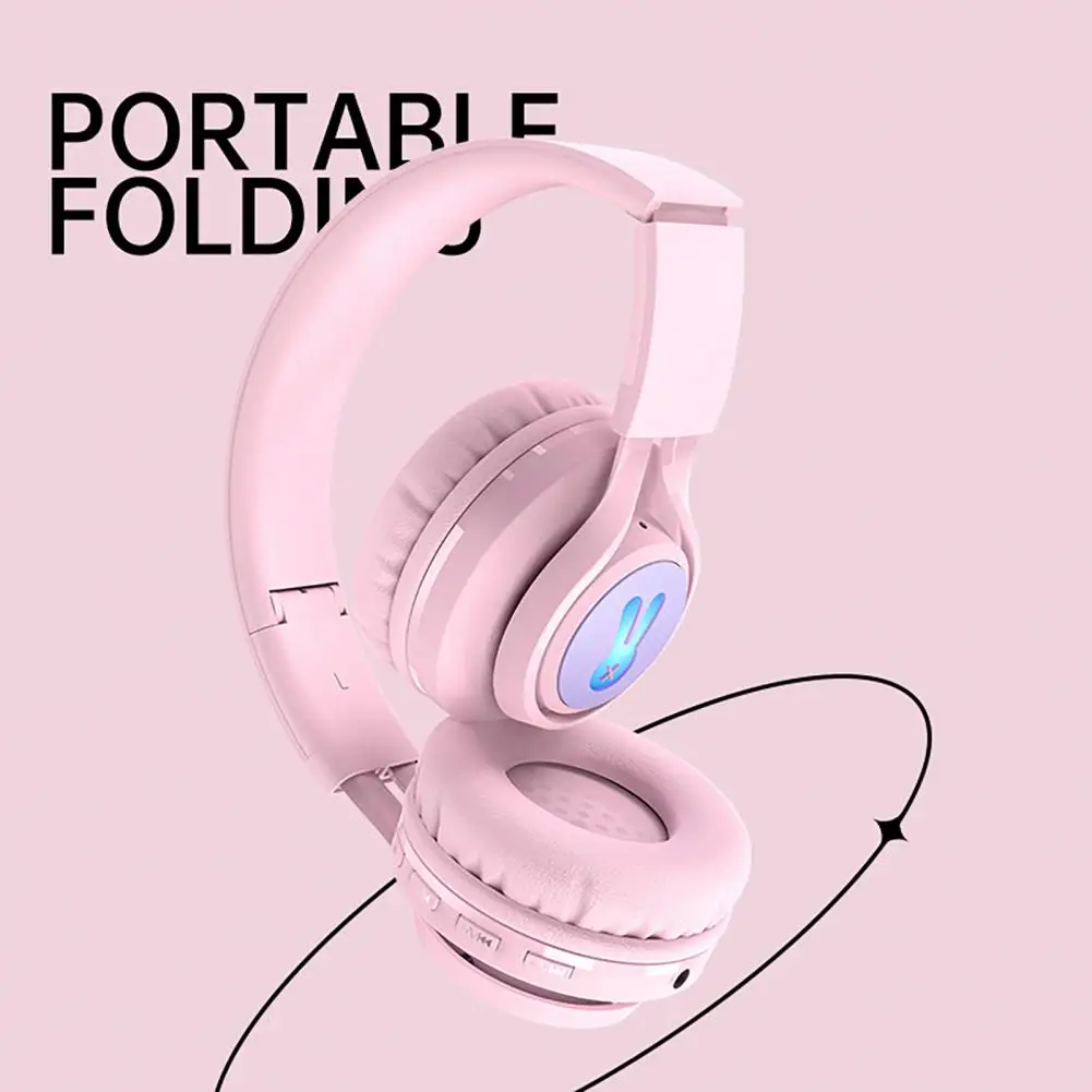 سماعة رأس لاسلكية للأطفال أرجواني وردي HiFi سماعة بلوتوث متوافقة مع سماعة أذن محمولة للأطفال هدية